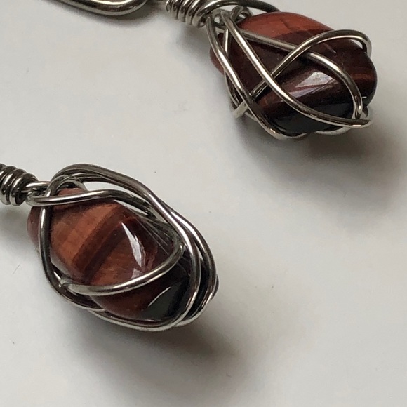 Trio of Earrings - Silver & Tiger Eye - Picture 2 of 10